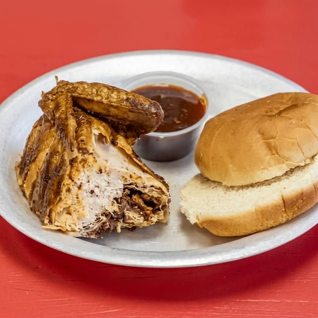 1/4 Chicken with Bun and One Side.
