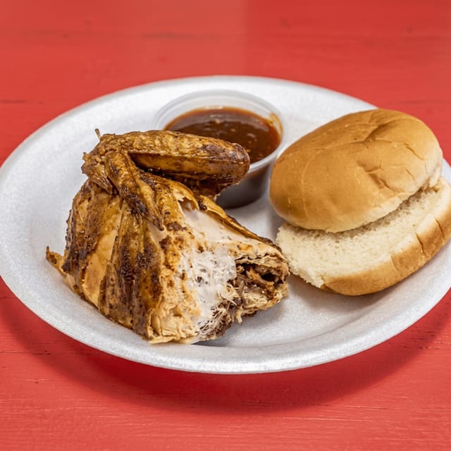 1/4 Chicken with Bun and One Side.